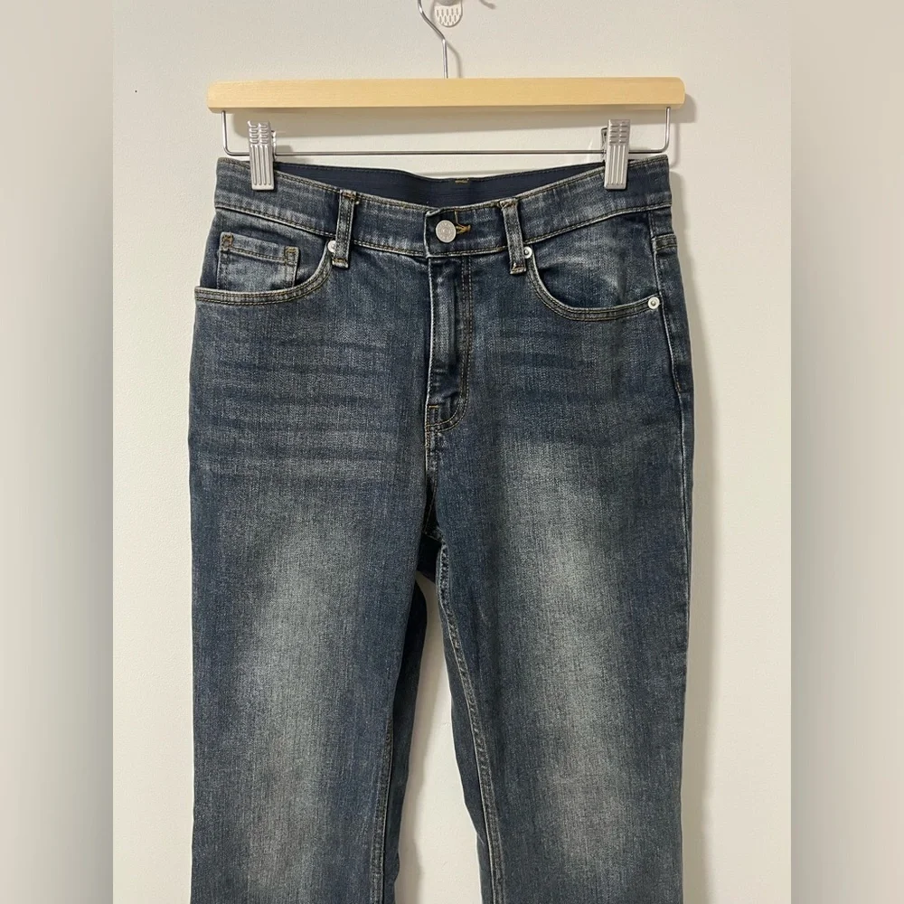 SPAO Y2K Bootleg Faded Blue Wide Leg Flare Jeans Korean Fashion - Picture 11 of 13